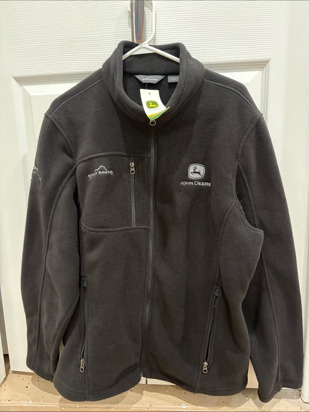 Eddie Bauer and John Deere Men’s Black Fleece Jacket - Full Zip